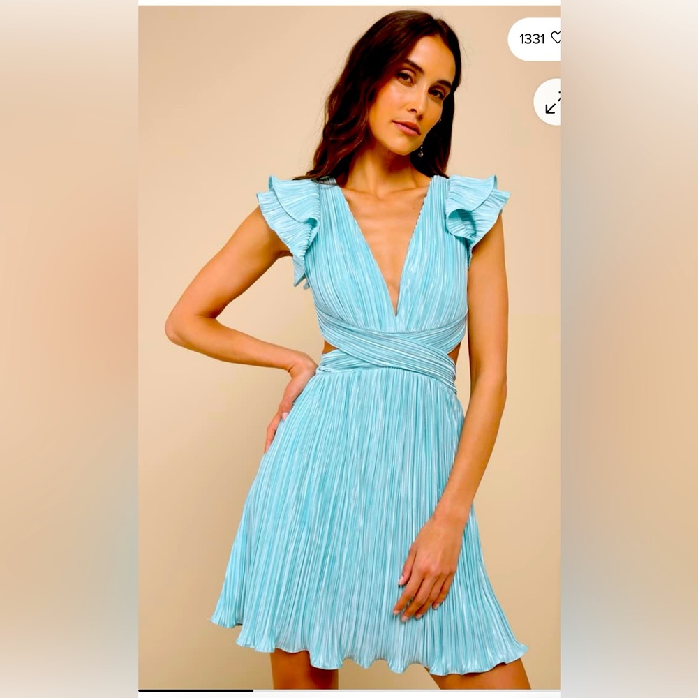 Lulu's Light Blue Ruffle Mini Dress